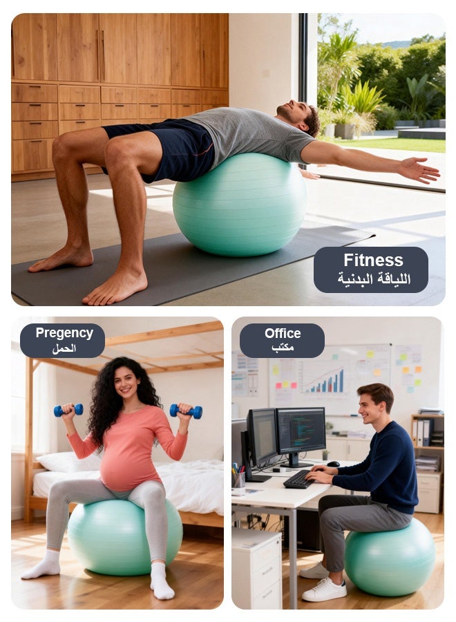 Sunbath 65cm Anti-Burst Yoga Ball, Exercise Ball With Air Pump for Pilates Yoga Pregnancy Women, 35cm Sports Foam Roller, EVA Yoga Foam Massage Roller, For Pre and Post Workout Muscles Massage - Image 5